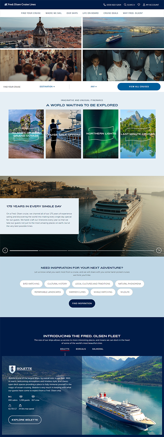Fred. Olsen Cruise Lines website built by SimpleClick