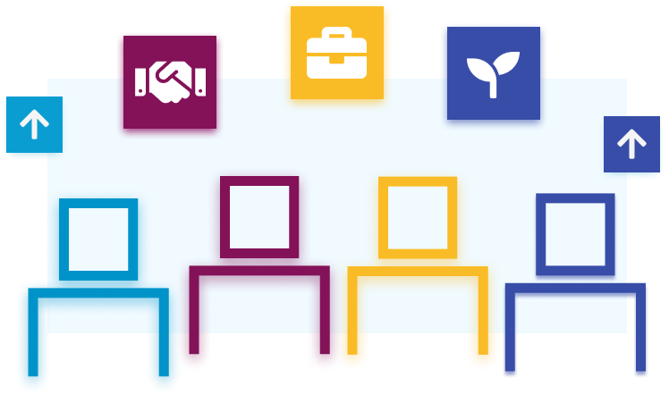 Stylized image of team members