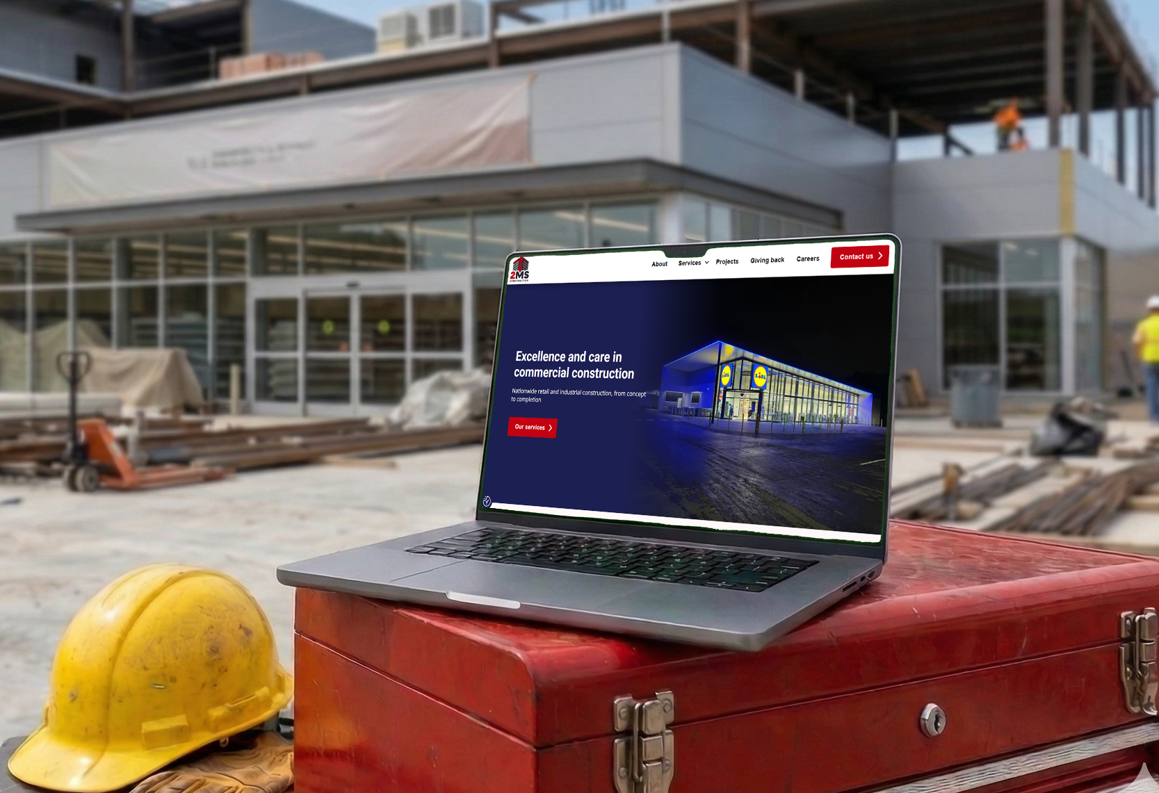 Screenshot of 2MS Website on a laptop