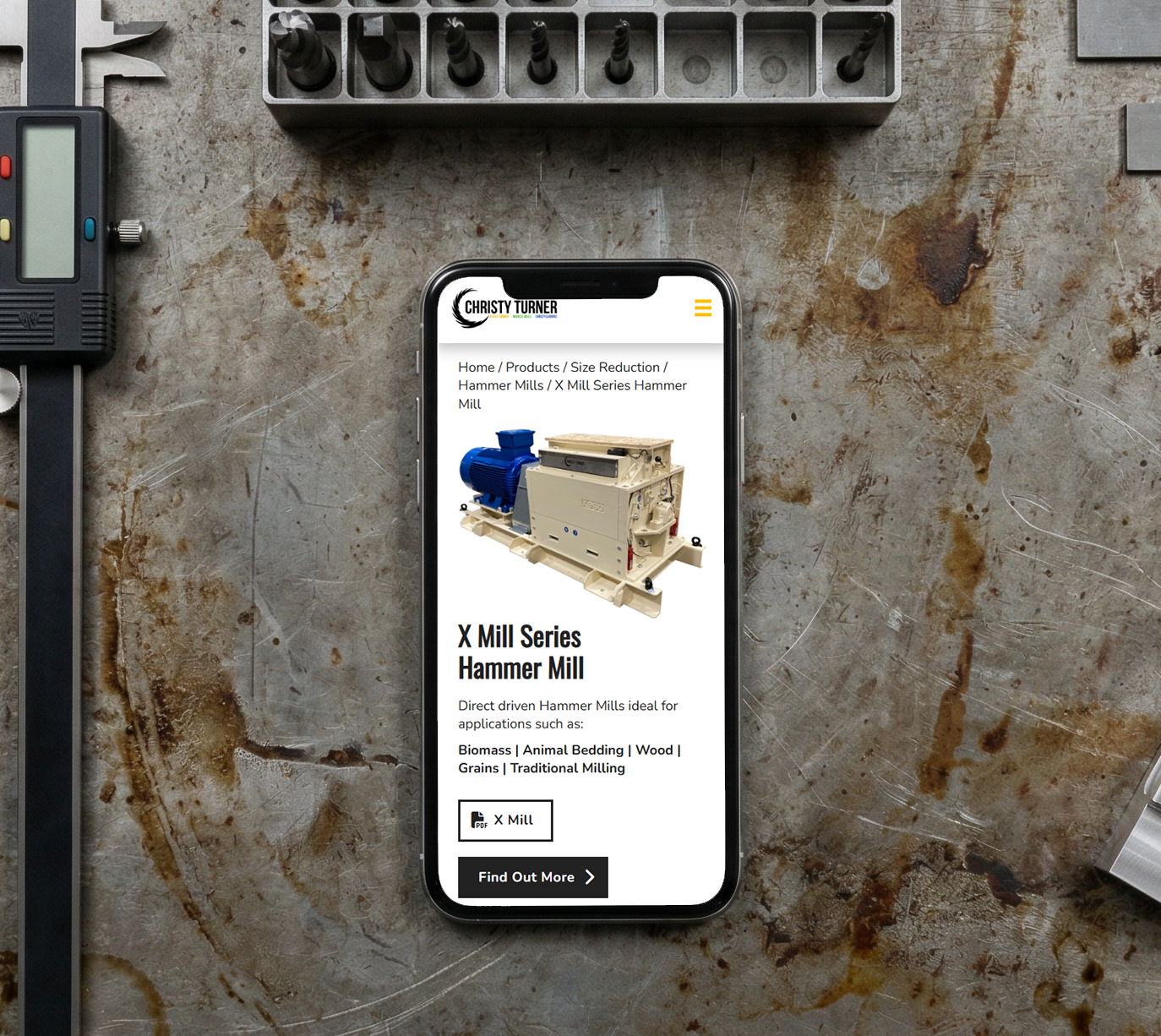 Christy Turner Product page on a mobile device