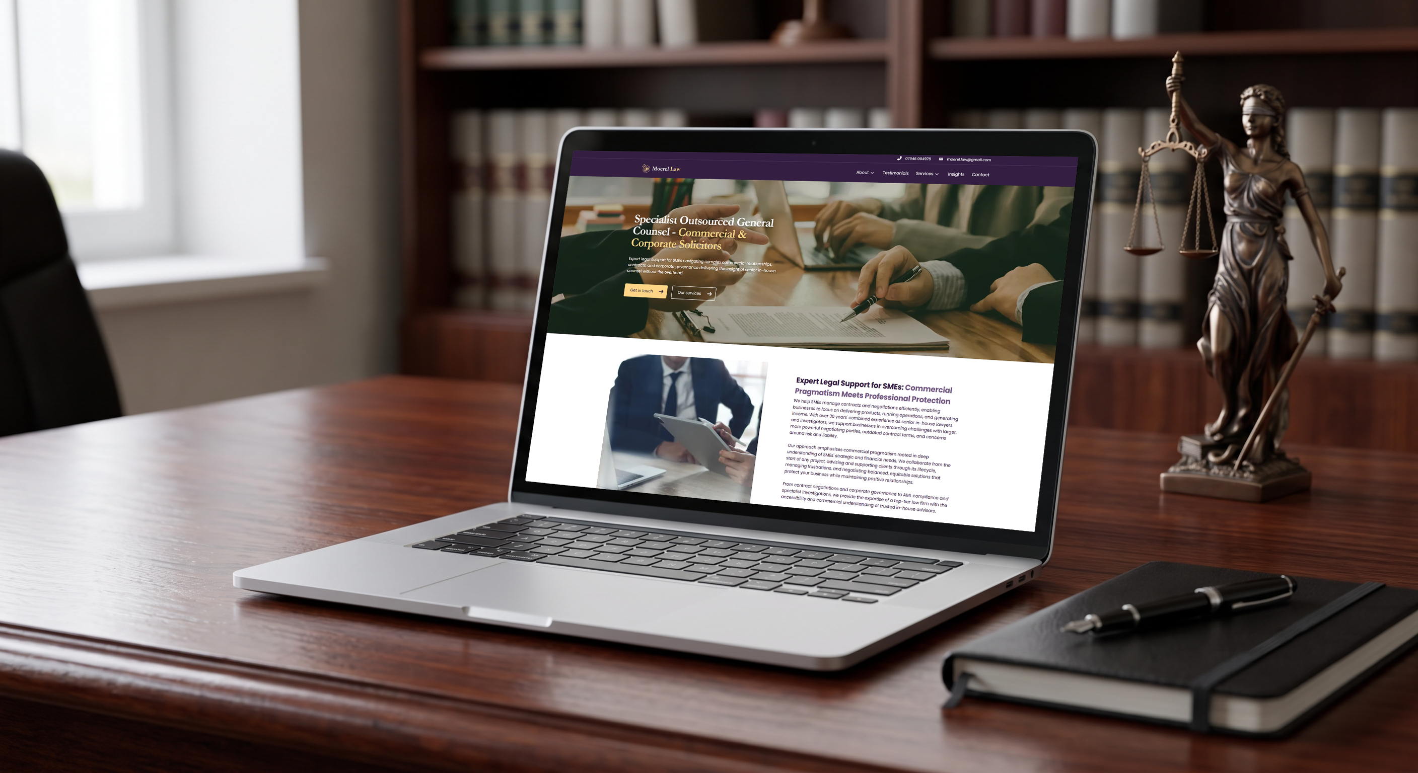 Moerel Law website viewed on a laptop